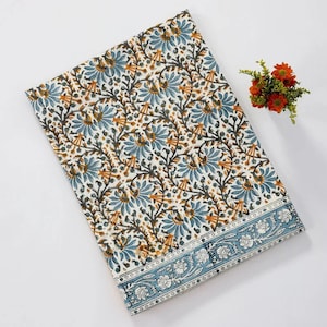 Spring Floral Tablecloth Cover, Block Printed Tablecloth, Indian Table Linen, Dinning TableCloth ,Elegant Decoration, Christmas Tablecloth