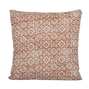 Throw pillow Floral Terra Cota on Natural Cotton Pillow Cover, Burgundy Pillow cover, Boho Throw Pillow, Floral pillow cover