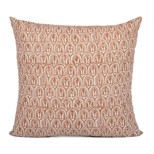 Decorative Floral Terra Cota on Natural Linen Pillow Cover, Burgundy Pillow cover, Boho Throw Pillow, Floral pillow cover
