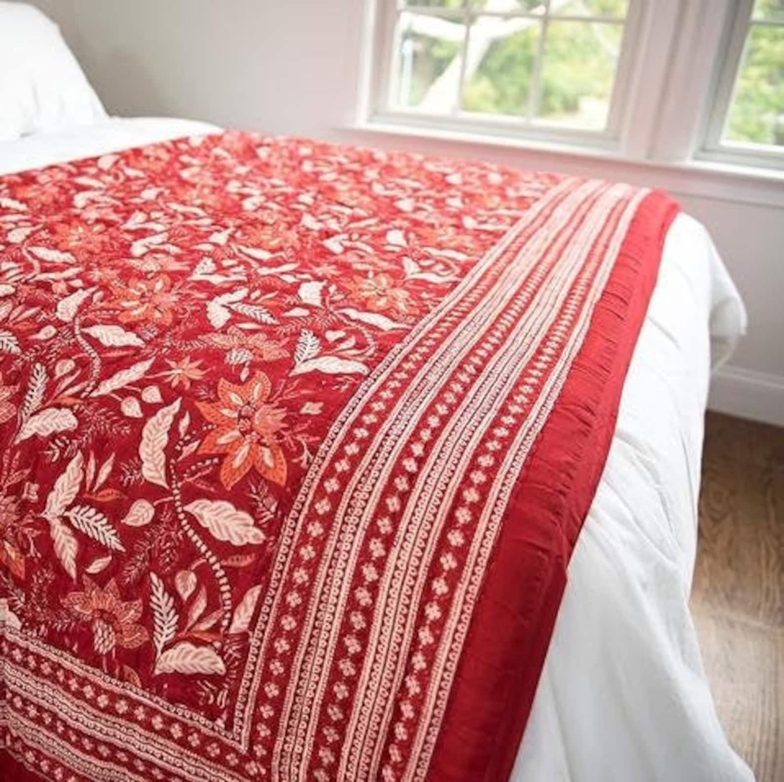 Printed Throw Blanket Jaipuri Quilt Jaipur Hand Block Etsy