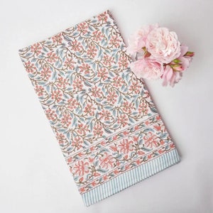 Indian Block Print tablecloth, Floral Cotton Table Cover, Table Cloth Runner Mats Napkins Set , Farmhouse Tablecloth , Gift For New Home