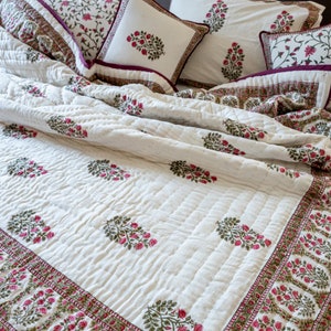Jaipuri Handmade Quilt Hand Block Printed Reversible quilt Cotton Voile Quilt Jaipuri Razai, Quilt for sale
