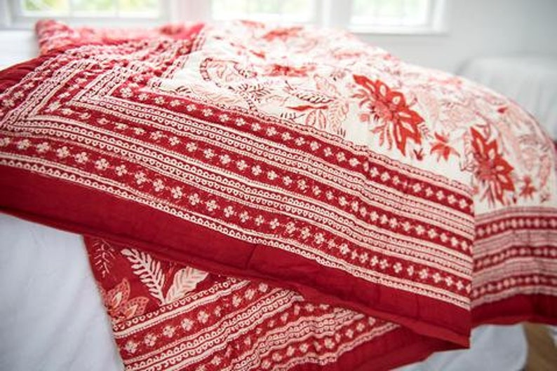 Printed Throw Blanket Jaipuri Quilt Jaipur Hand Block Etsy