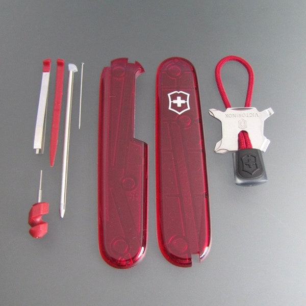SCALES „+“ 91mm Victorinox PLUS Red Transparent Scales and Red Equipment