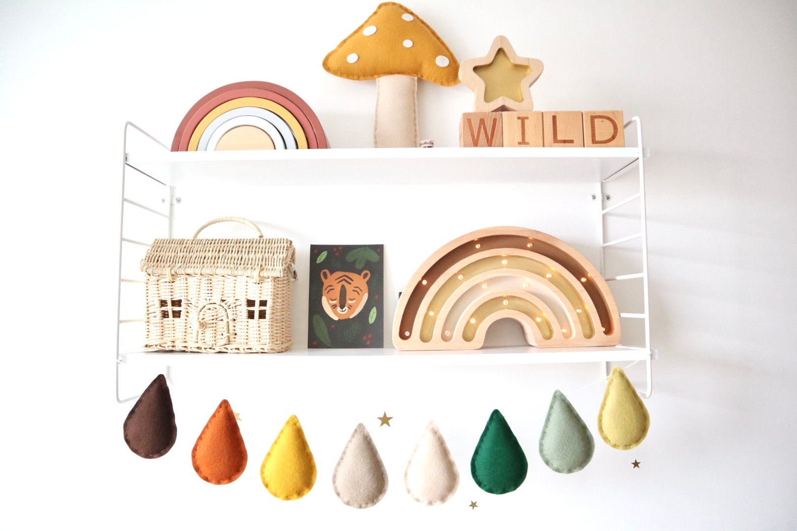 Raindrop Garland Felt Garland Nursery Mobile Handmade Garland Etsy