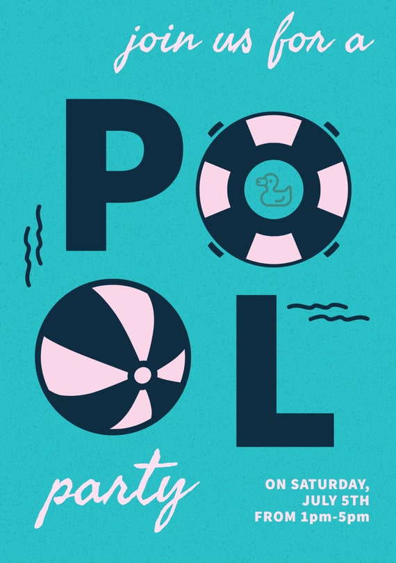 Pool Party Invitation Made to Order Etsy