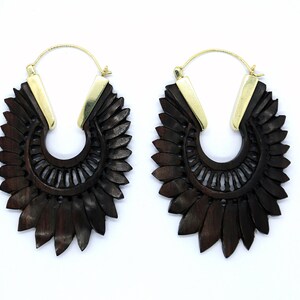 Cascade Earrings (wood crafted earrings-boho tribal earrings-unique-apocalyptic earrings-alternative jewelry-recycled designed earrings)