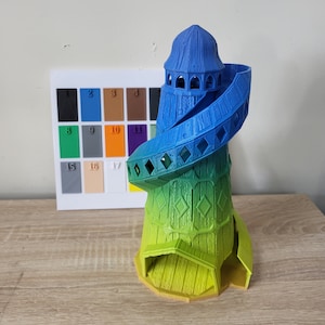 Helter Skelter Dice Tower - Amazing Details - Two dice entrances, two exits - 3D Printed - Fantastic Model - RPG, D&D, 5e,  Various Colours