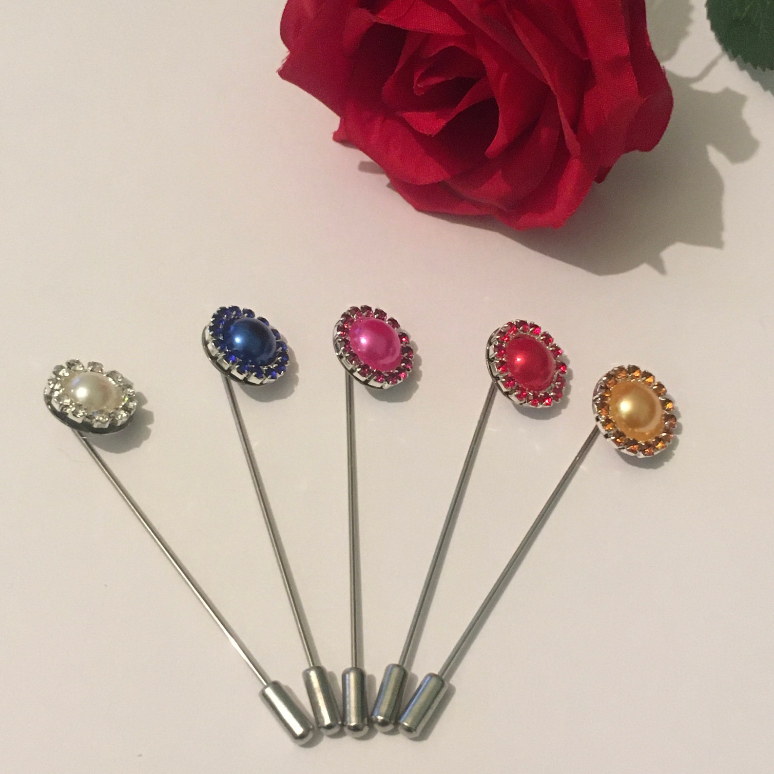 Set Of 5 Brooch Hijab Hijabi scarf Lapel Crystal Pearl Etsy