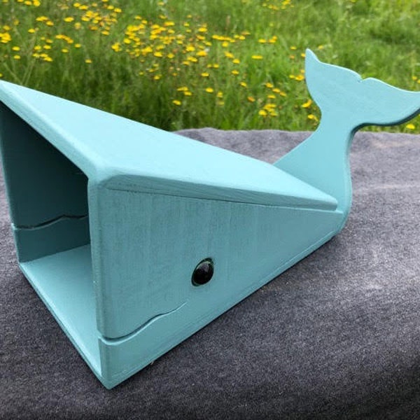 Whale speaker for mobile phone music. Adorable and effective! Low tech, passive speaker in a friendly form.