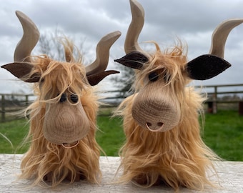 Highland Cow, Highland Coo, Turned Wooden Highland cow