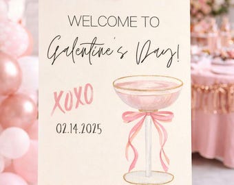 Editable Galentine's Day Welcome Sign, XOXO Party Decor (Digital Download)