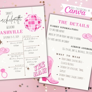 Nashville Bachelorette Party Decorations, Last Rodeo Bachelorette Itinerary, Western Bachelorette Weekend, Disco Pink Cowgirl Itinerary