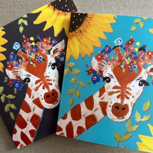 Girafkaart | Afdruk van origineel handgeschilderd kunstwerk | Blanco binnenkant
