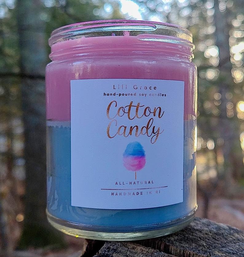 Cotton Candy candle fun candle Hand Poured 100 Soy Wax Etsy