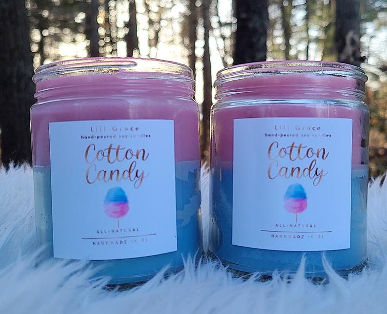 Cotton Candy candle fun candle Hand Poured 100 Soy Wax Etsy