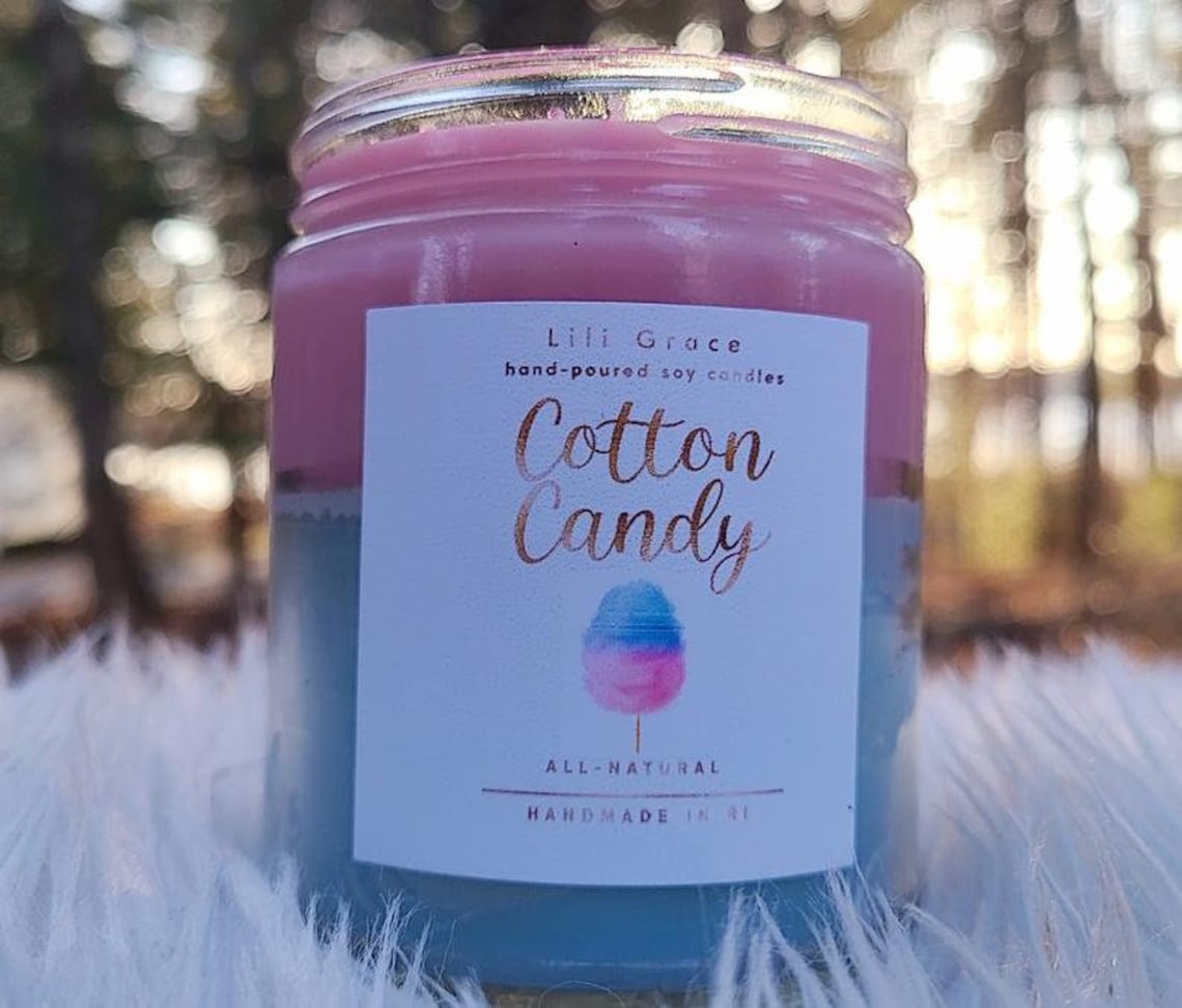 Cotton Candy candle fun candle Hand Poured 100 Soy Wax Etsy