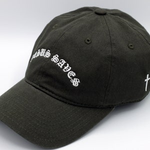 JESUS SAVES - Premium Embroidery Dad Hat - Cross on Side