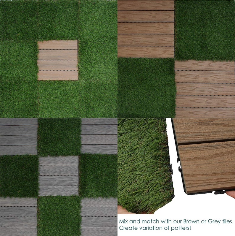 Artificial Grass Turf Tile Interlocking Deck Tile Synthetic Etsy