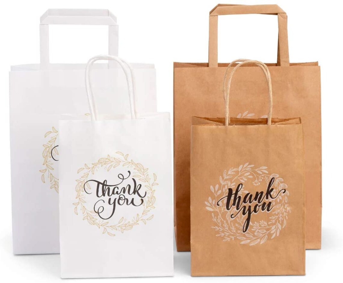 50 Pcs Medium Bulk Gift Bags with Thank You Print No Bow or Etsy