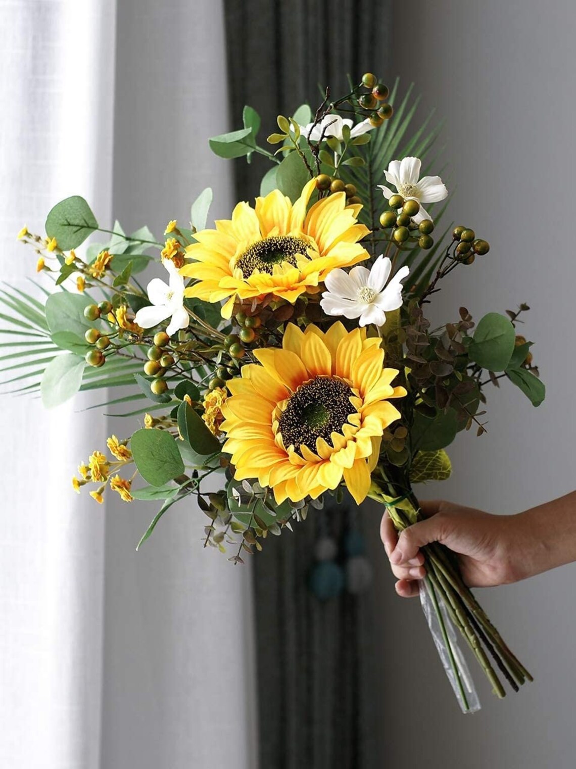 6PCS Large Sunflowers Artificial Flowers Long Stems Fake Silk Etsy