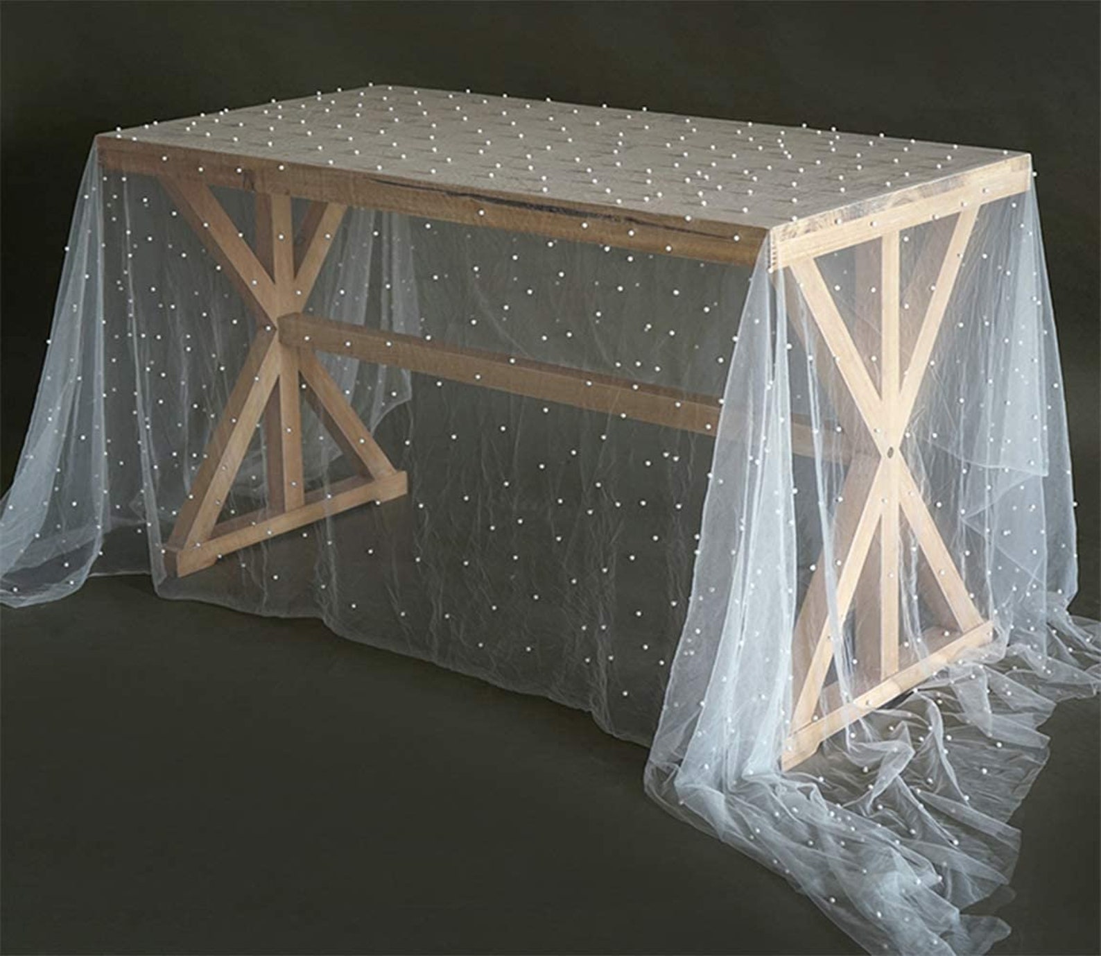 White Table Runner Chiffon White Pearl Wedding Arch Etsy