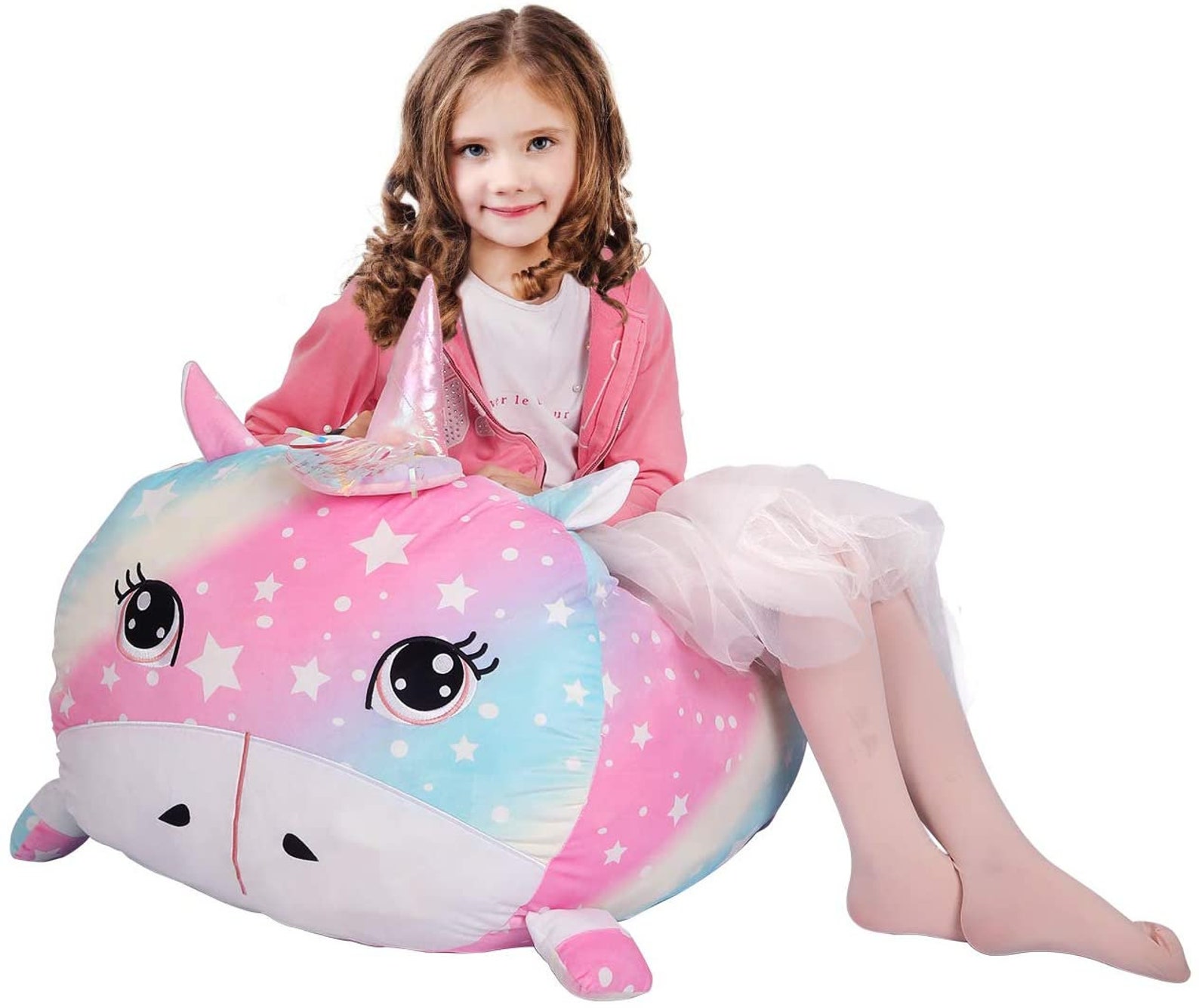 Unicorn Stuffed Animals Storage Bean Bag Chair Cover for Kids Etsy