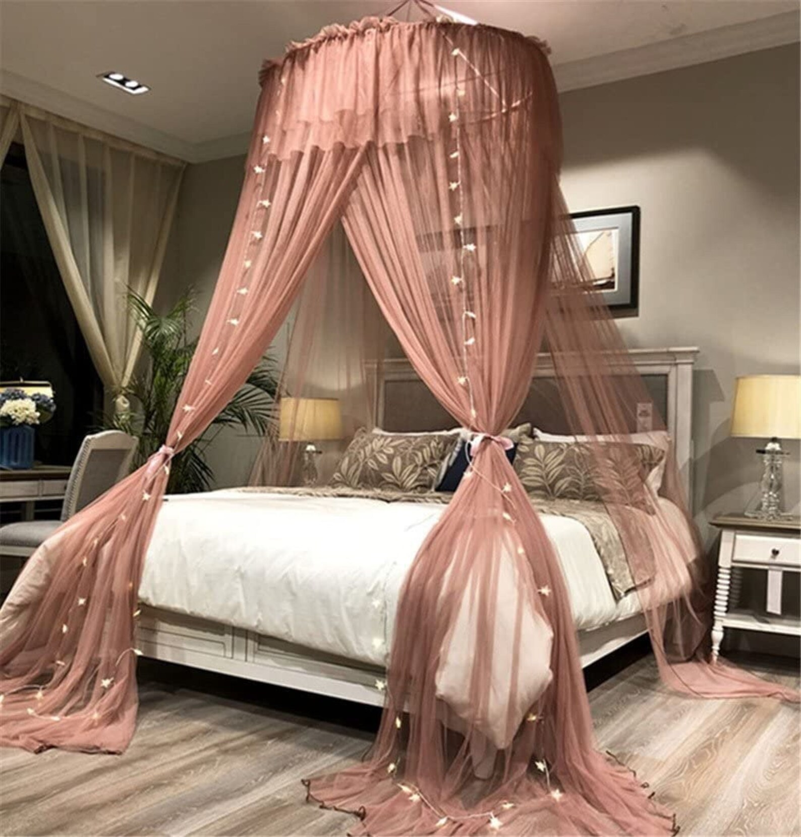 Bed Canopy Elegant Lace Round Hoop Polyester Sheer Mesh Bed Etsy