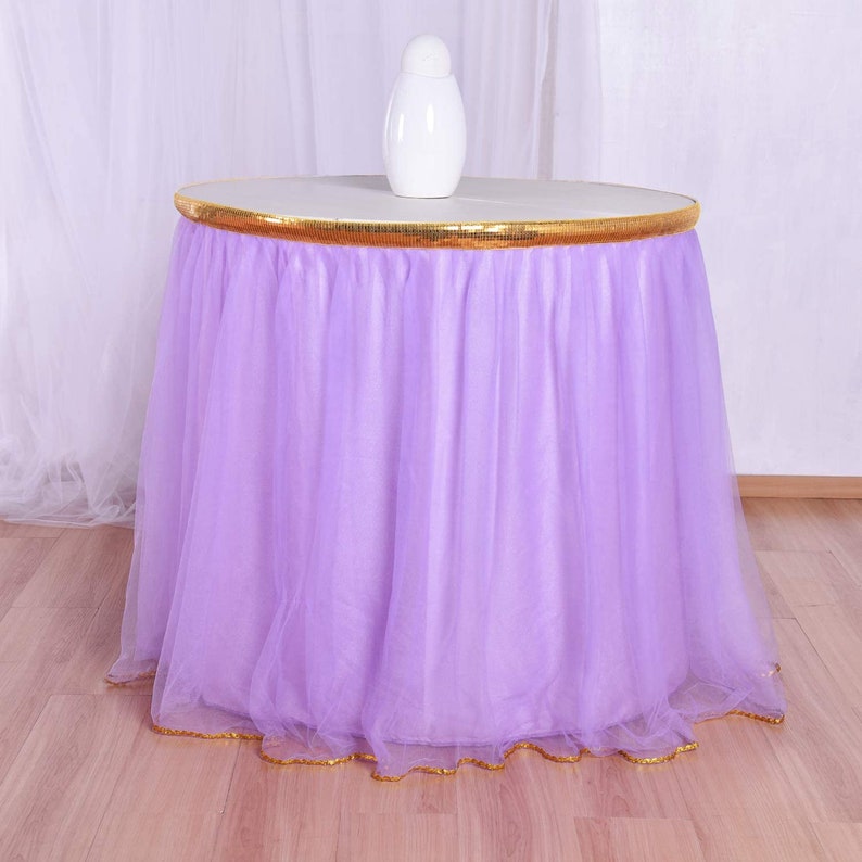 Tulle table skirt with gold sequins table skirt for bridal Etsy