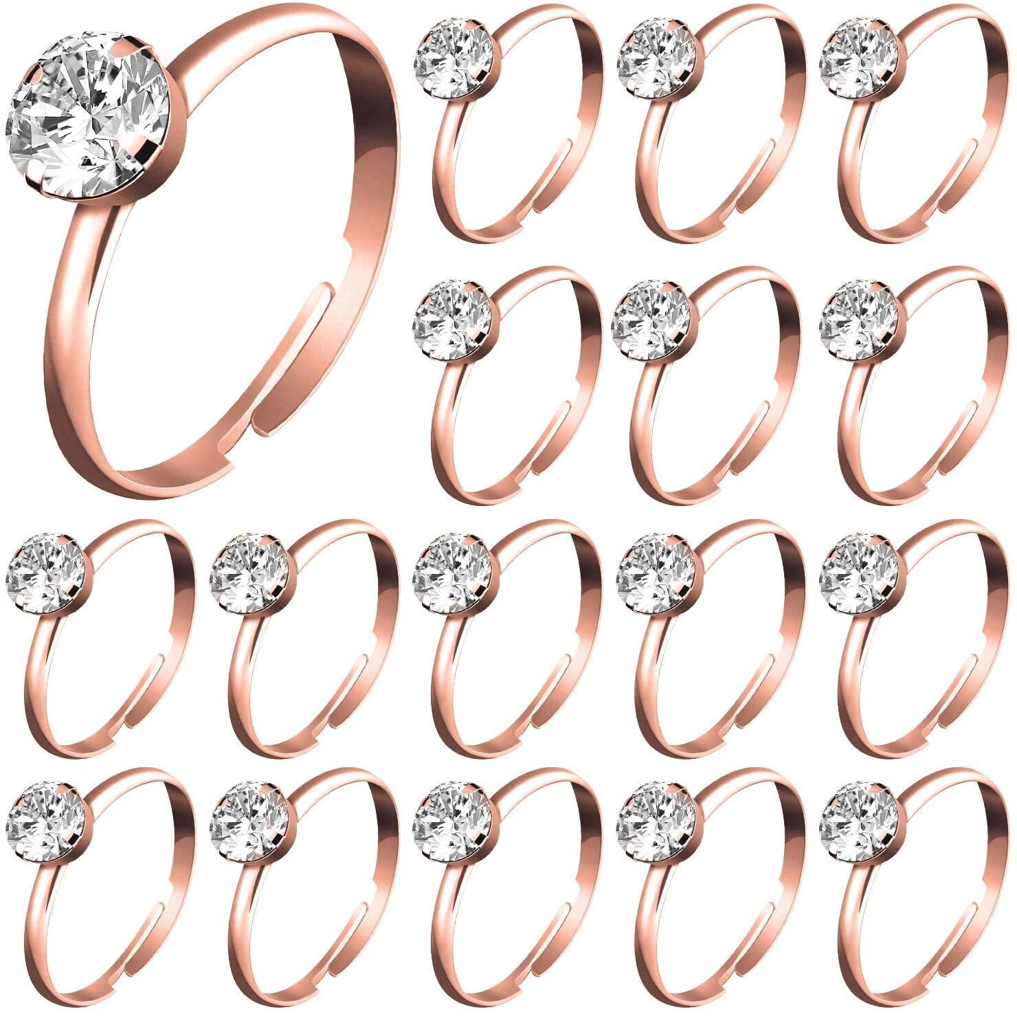72 Pcs Rose Gold Bridal Shower Diamond Rings Adjustable Etsy