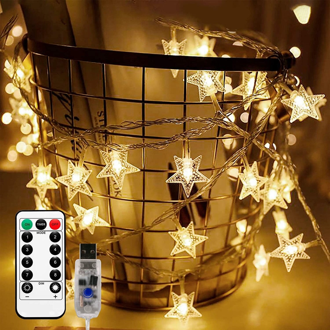 Star String Lights 100 Led 34ft Remote Control Led Twinkle Etsy