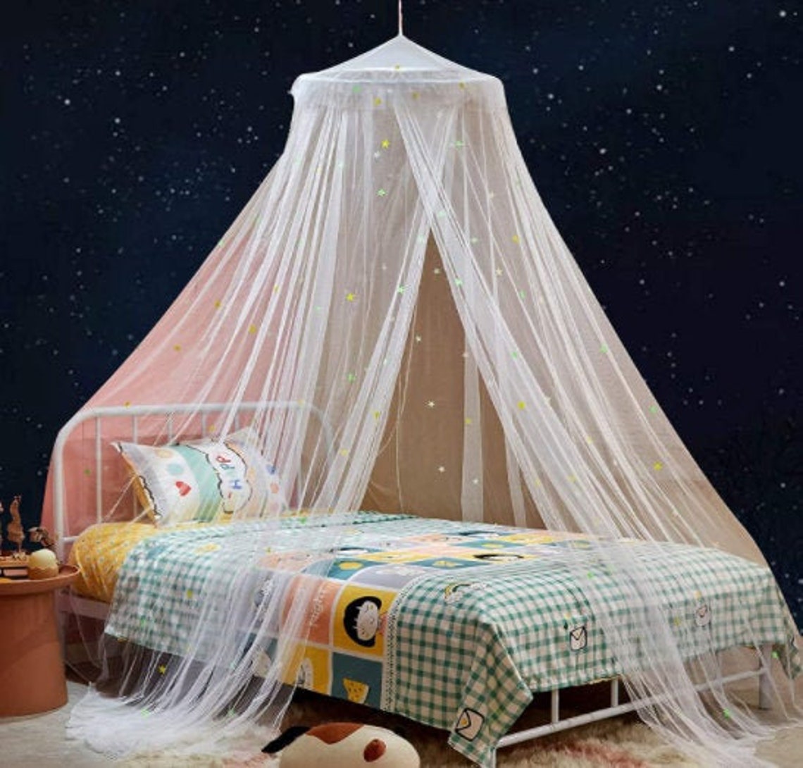 Bed Canopy With Fluorescent Stars Glow in Dark for Etsy