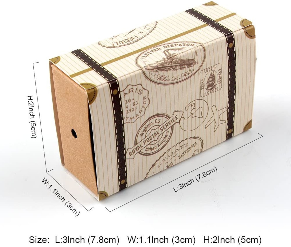 50pcs Travel Suitcase Favor Boxes With Burlap Twine Mini Etsy