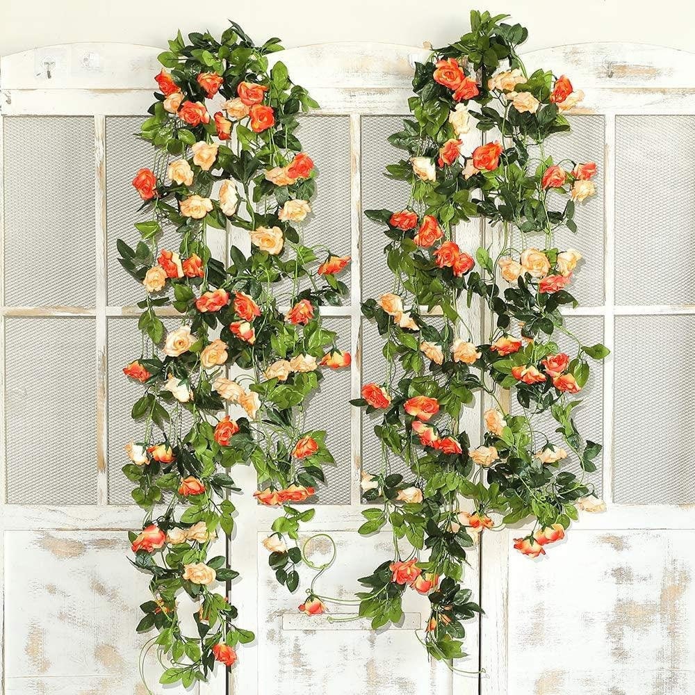 Artificial Rose Vines Flowers Garland Hanging Silk Rose Vine Etsy