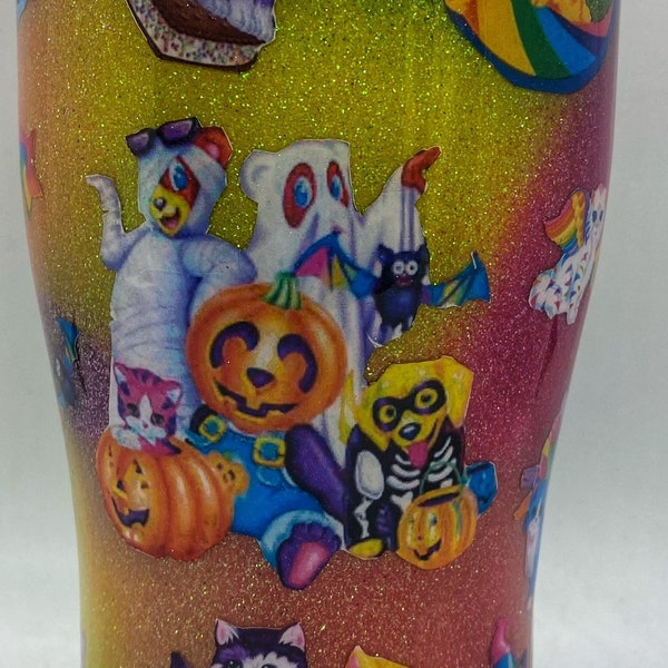 Lisa Frank Halloween Tumbler. 80’s 90’s Retro Rainbow Glitter Bright Colors 80’s 90’s