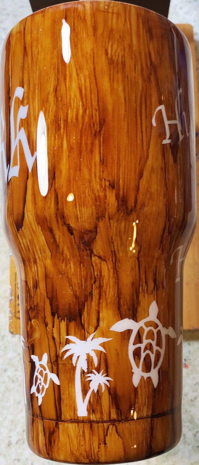 Wood Grain Tumbler With Splash Proof Lid and Straw. Natural. Etsy