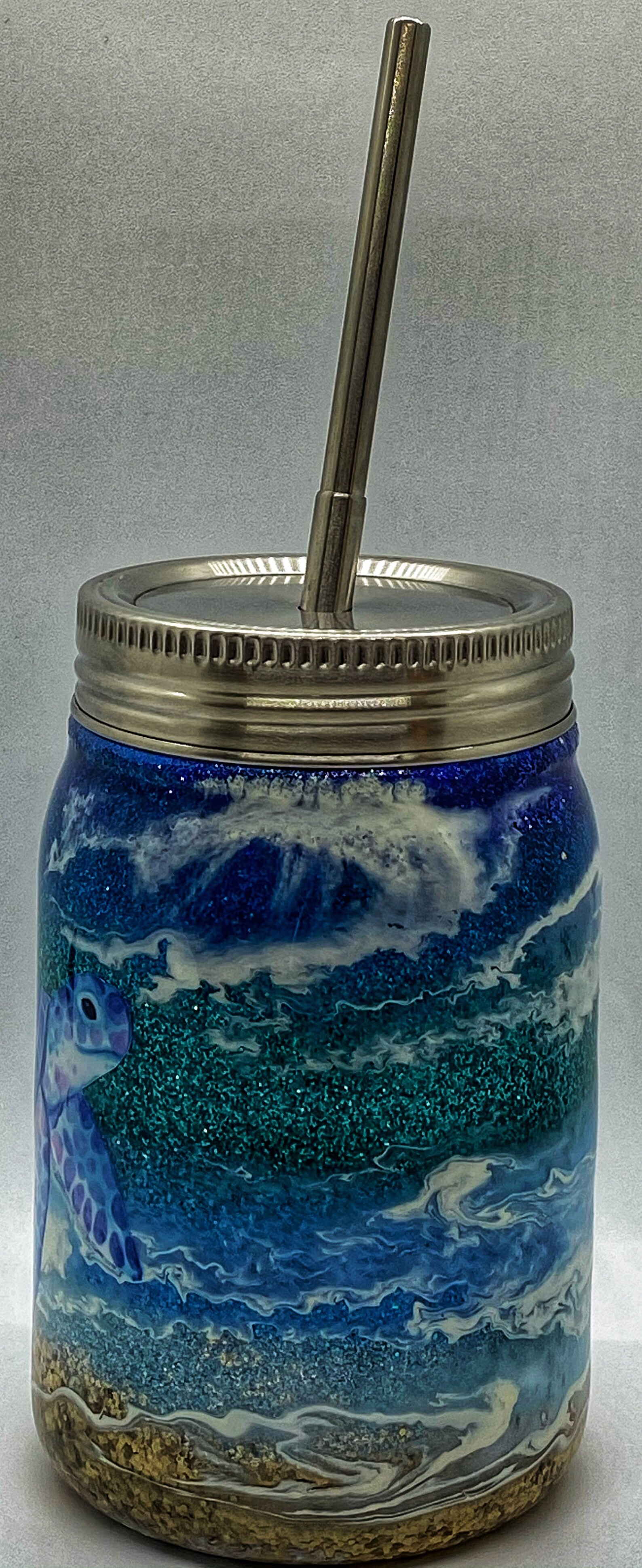 12 Ounce Stainless Steel Mason Jar Tumbler. Glow in the Dark. Etsy