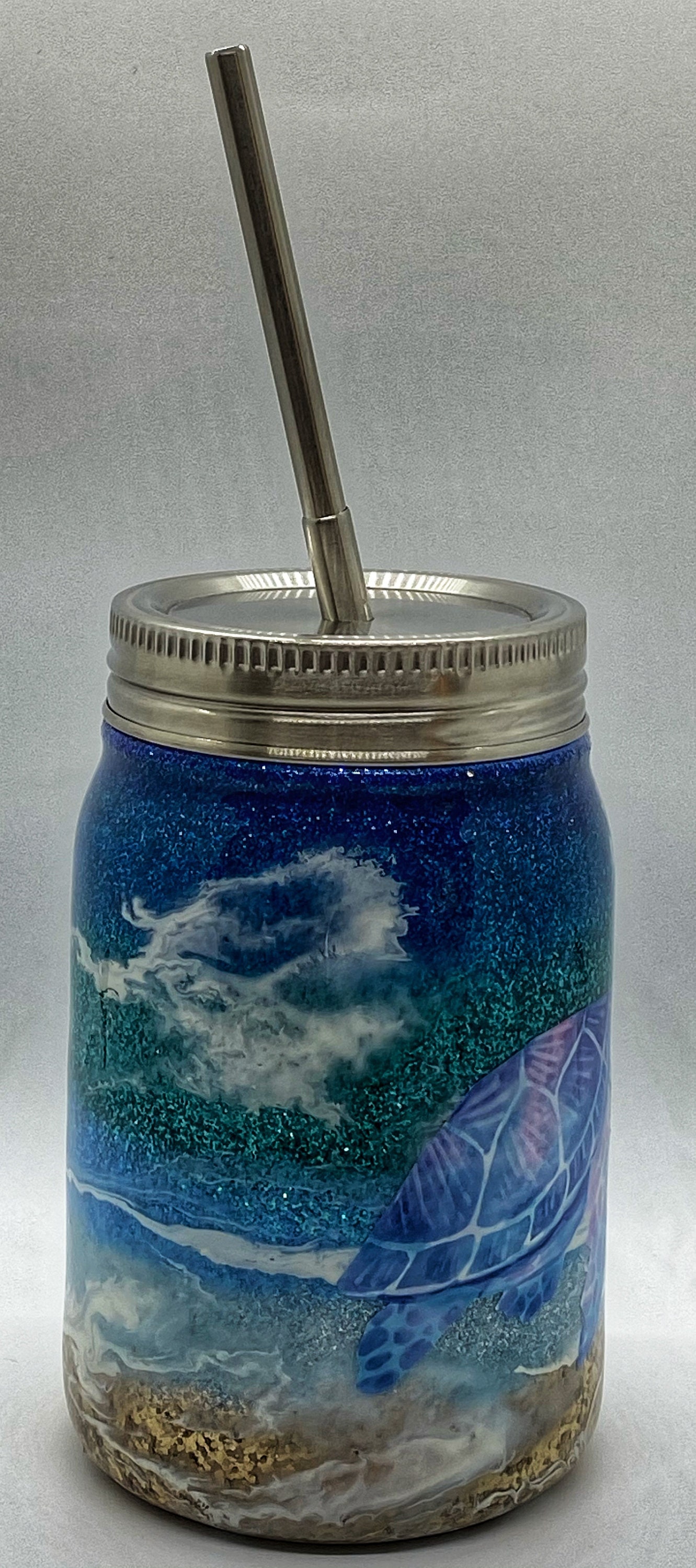 12 ounce Stainless Steel Mason Jar Tumbler. Glow in the Dark. Etsy