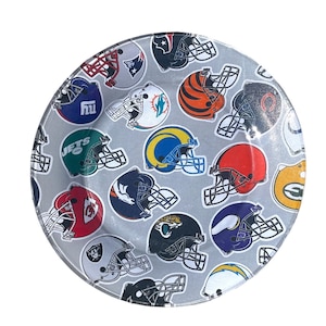 Football Teams 10 inch glass serving plate | platter | Dish | Decor | Party | Gift | hors d’oeuvres | appetizers | Rams | Chiefs | Raiders