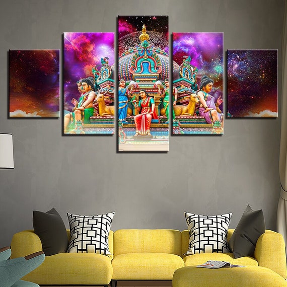 Hindu God Canvas Ganesha 5 Piece Canvas Hinduism Canvas Wall Etsy