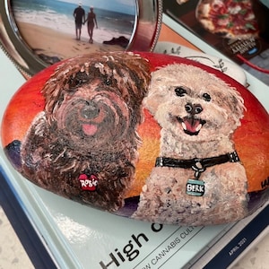 Custom painted rock animal portrait size medium