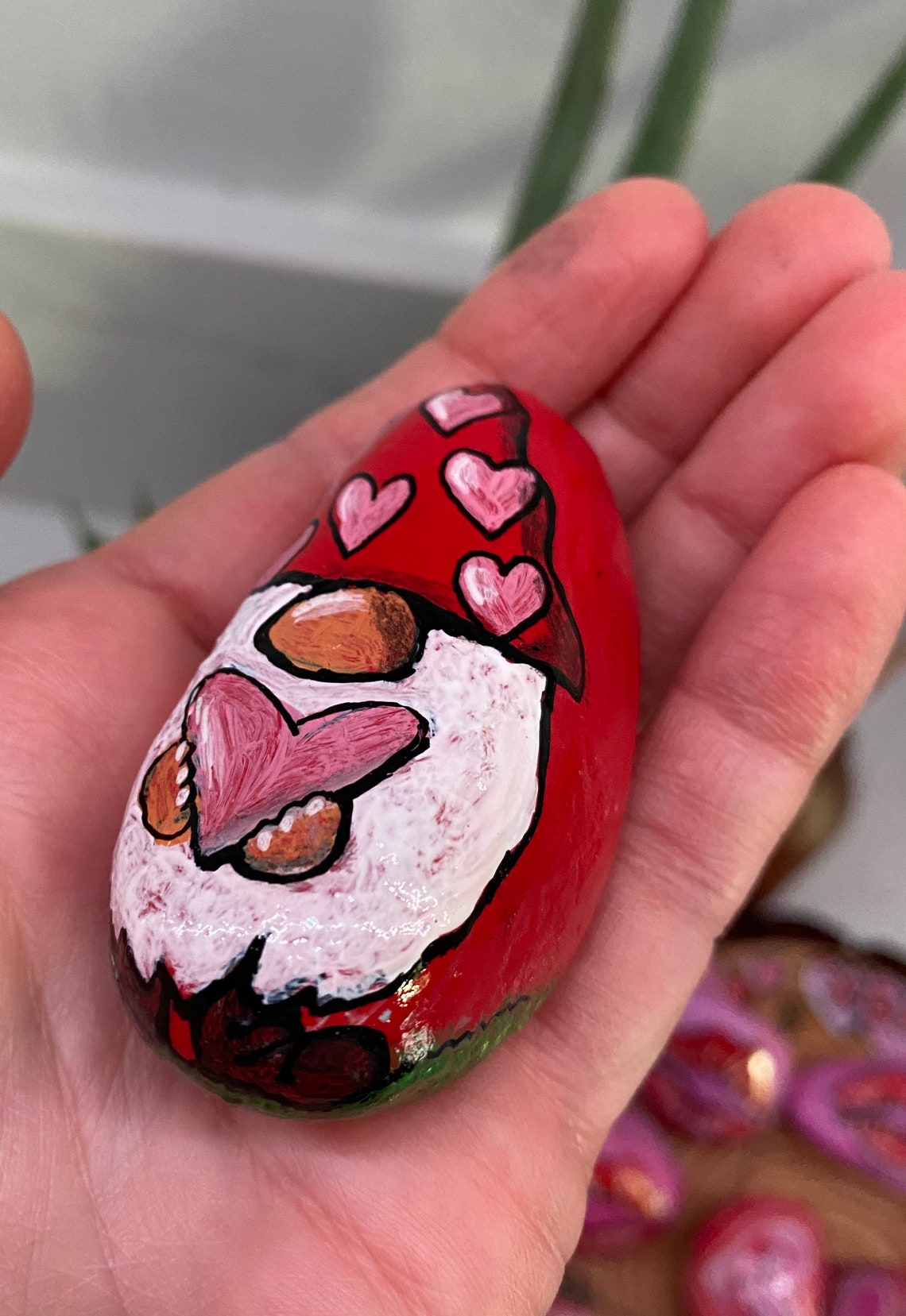 Valentines Day Themed Hand Painted Rock. Hand Painted Garden Etsy