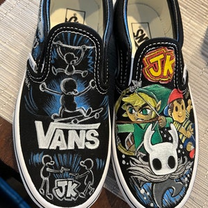 Hand painted, Custom, personalized vans slip on sneakers.