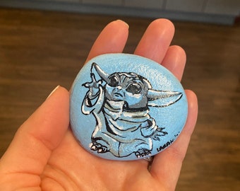 Hand painted rock - handpainted character on a natural river rock