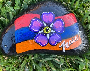 Armenian Flag - forget me not flower- 1915 memorial rock