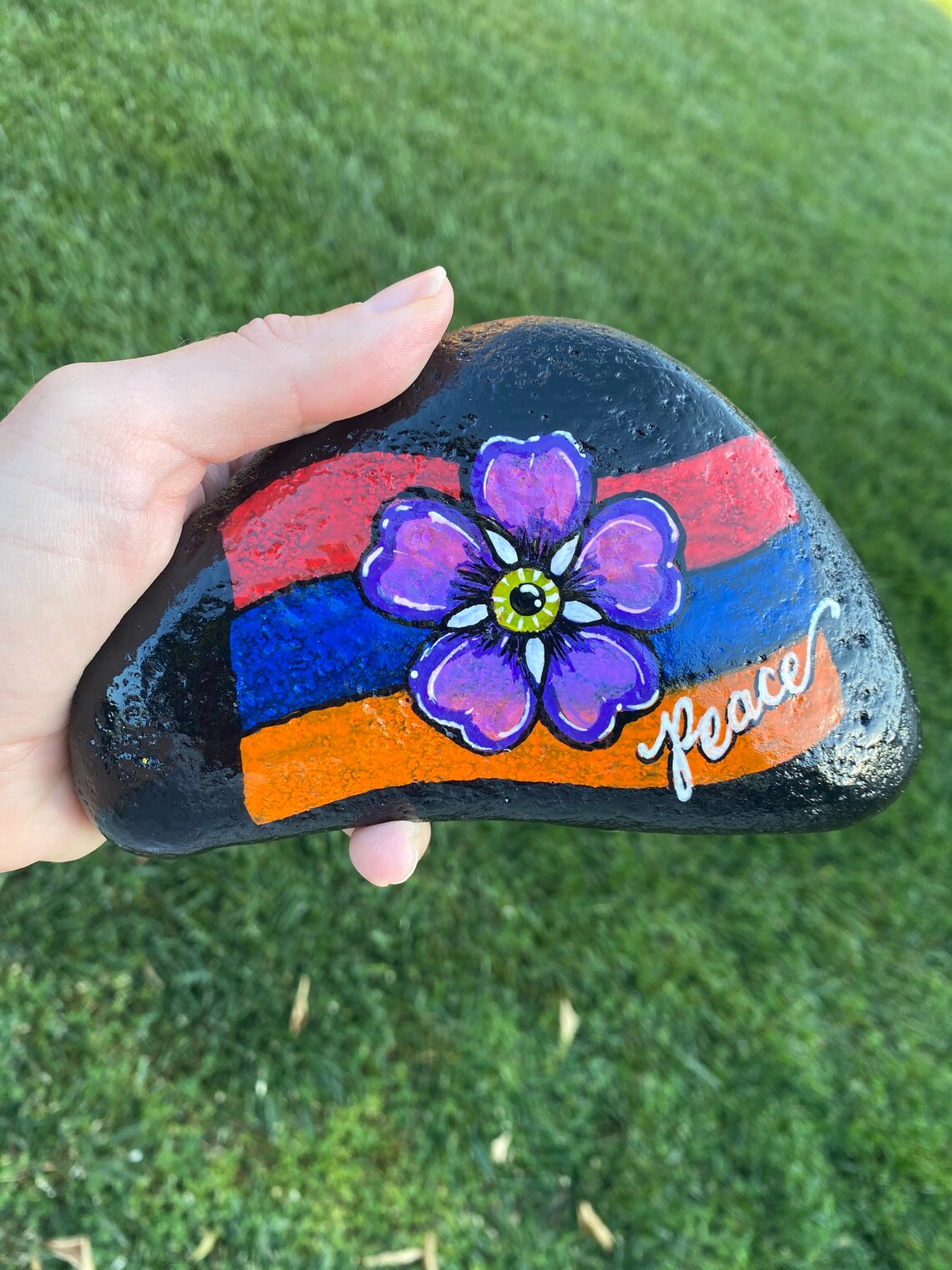 Armenian Flag Forget Me Not Flower 1915 Memorial Rock - Etsy