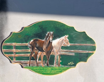 Custom Hand-Painted Horse Portrait on Wood, Equestrian Memorial Art, Rustic Farmhouse Decor