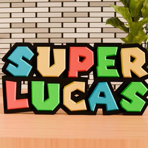 Placa personalizada impressa em 3D no estilo Mario para porta de quarto, placa de parede, presente para jogadores, placa de identificação para videogame, placa de mesa para professores, festa do Mario