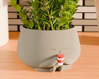 Cozy Little Guy Drinking Coffee Planter | Cute Coffee Cup Planter Gift | Coffee Mug Planter | Teacup Planter | Bubble Tea Planter