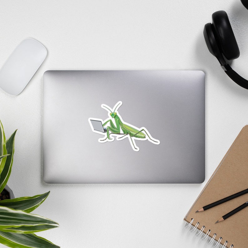 Praying Mantis Laptop Sticker Cute Insect Sticker Laptop Gaming Sticker Praying Mantis Gift image 1